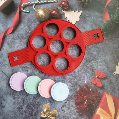 7-hole round 443 omelette insert candle fondant glue biscuit mold jelly pudding silicone mold