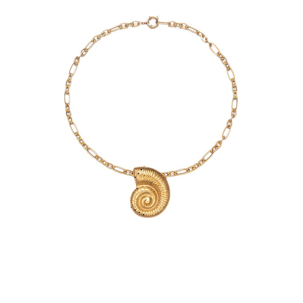 Tena collar de acero inoxidable europeo y americano, cadena femenina que no se desvanece, cadena cubana, concha, estrella de mar, collar de sol, tendencia salvaje