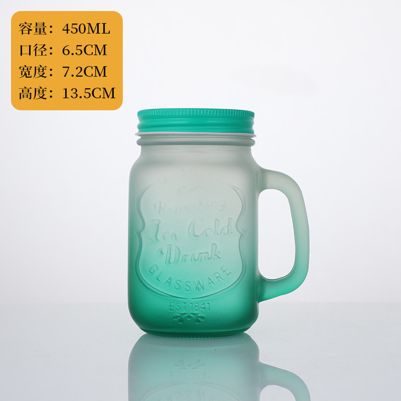 Tazas Mason con mangas de paja tazas de jugo creativas tazas de agua de vidrio de arena de color gradiente