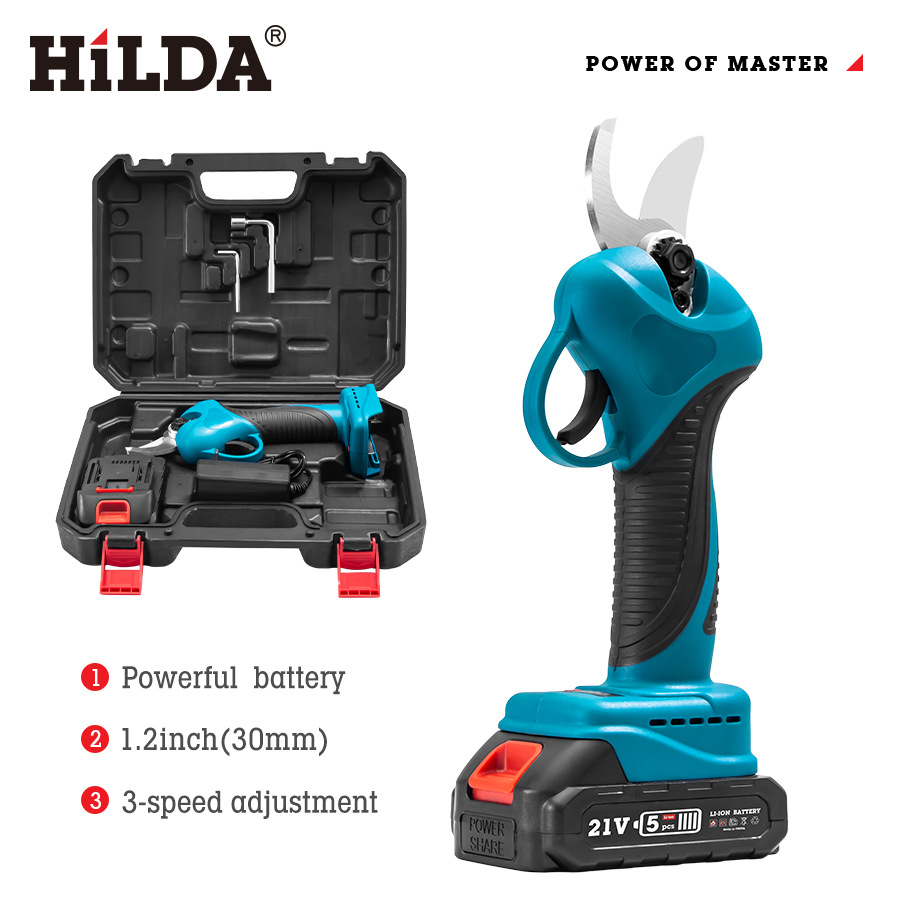 Hilda tijeras eléctricas de litio tijeras eléctricas jardinería injerto hogar Alta Capacidad 21V herramientas eléctricas