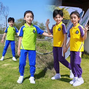 2023 New Primary and Secondary School Uniforms Kidsren's Sports Suits Summer Men's and Women's Short-Sleeved Pants Class Uniforms Kindergarten Uniforms