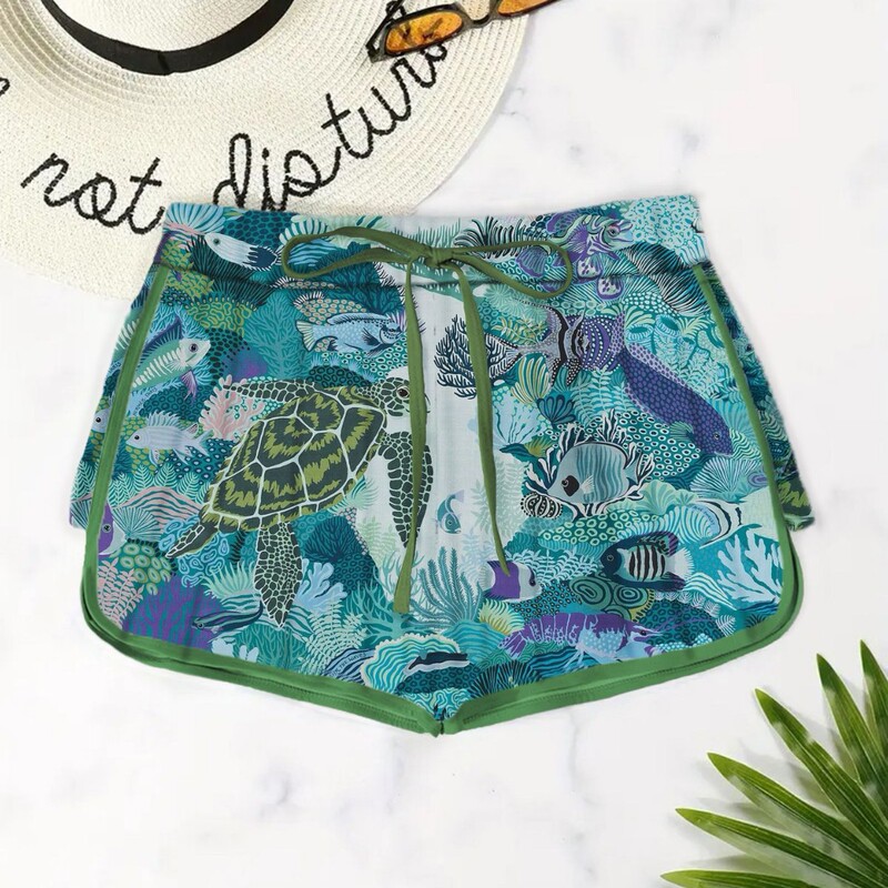Printed Beach Swimming Shorts, Plaid Boxer Shorts, Ladies Swimwear Suitable for Vacation Beach Swimming