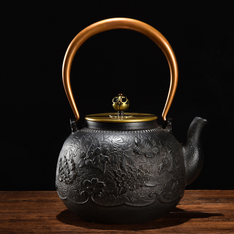 Dianggong Tang Dragon y Phoenix Opera Perla olla de hierro imitación japonesa del Sur antigua olla de hierro tetera sin recubrimiento juego de té de Kung Fu