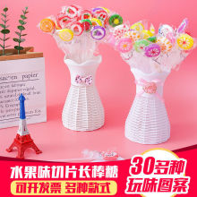 圣诞节糖果长棒水果味切片棒棒糖可爱卡通网红高颜值节日礼物代发