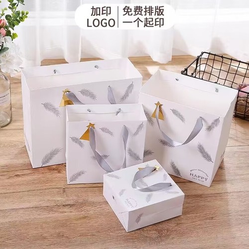 New feather handbag, birthday gift bag, souvenir paper bag, packaging bag, printed LOGO paper bag