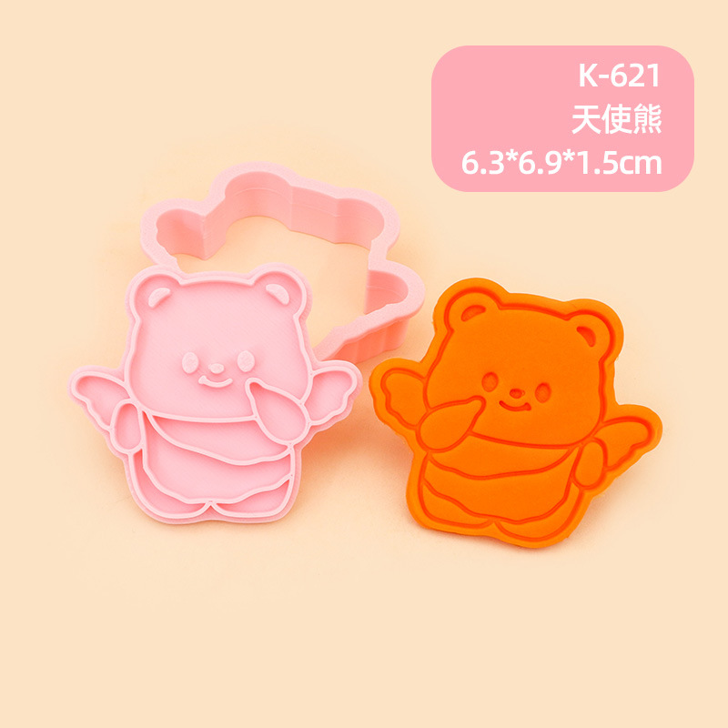 Molde de galletas de oso de mantequilla Postre de oso de oso de marca de galletas fondant prensa manual 3D herramienta de horneado de prensa tridimensional