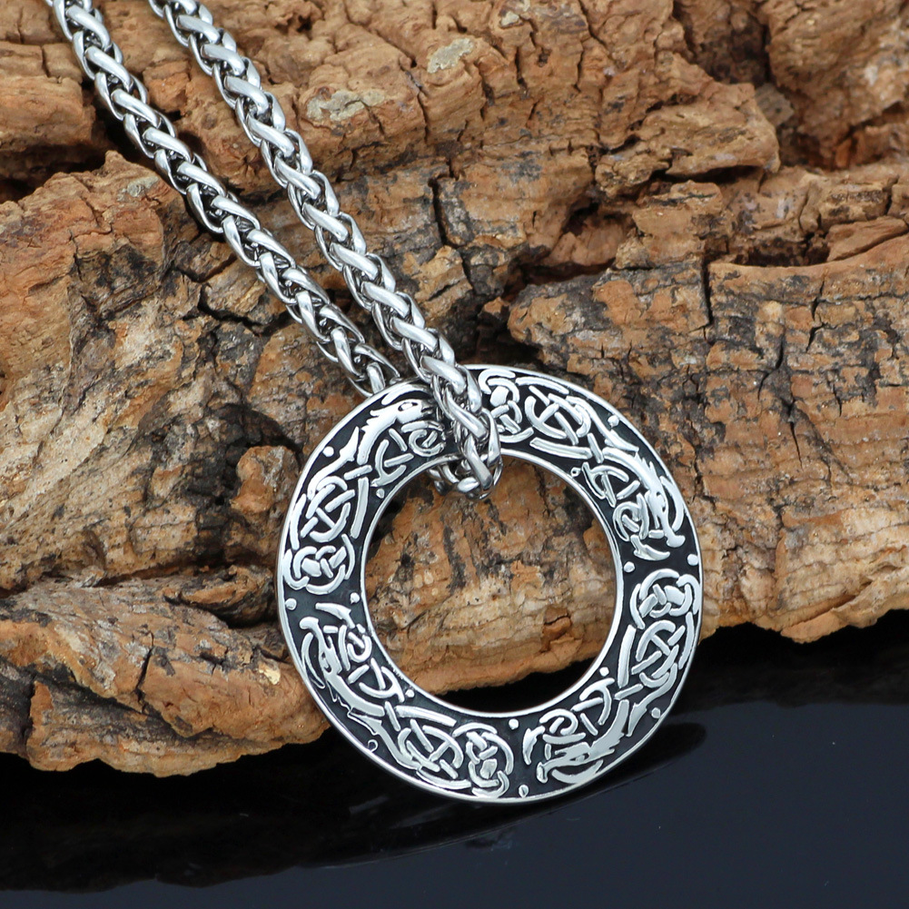 Viking Wolf Raven Pendant Image 5