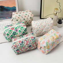 旅行花朵化妆包小碎花收纳便携式绗缝棉布ins洗漱化妆品收纳包袋