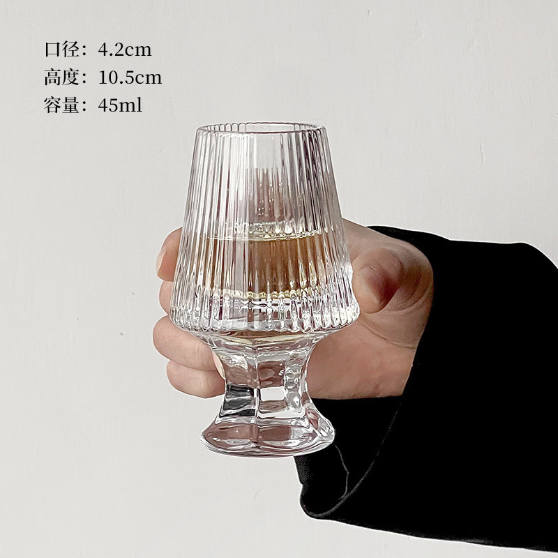 Copa de olor de whisky Copa de degustación de rayas francesas Copa de degustación de cristal grueso Copa de vino de lujo ligero de alta gama Copa de mercado