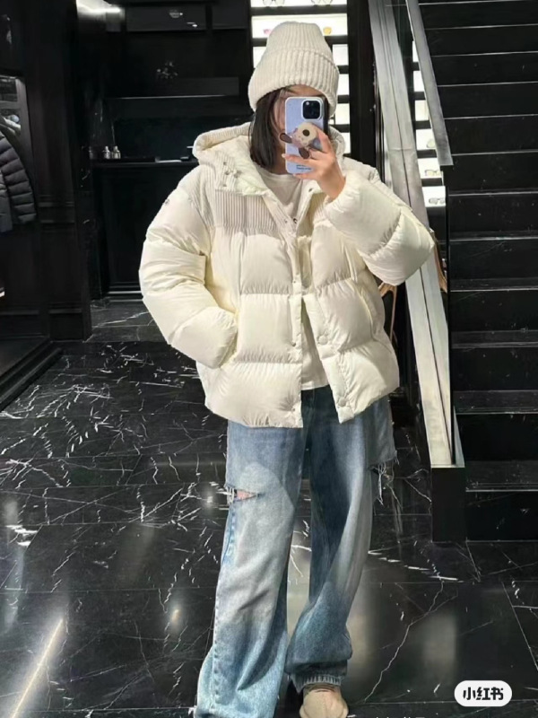 蒙家25ss M家新款Jaseur系列女短款羽绒服连帽拼接灯芯绒面包外套|undefined