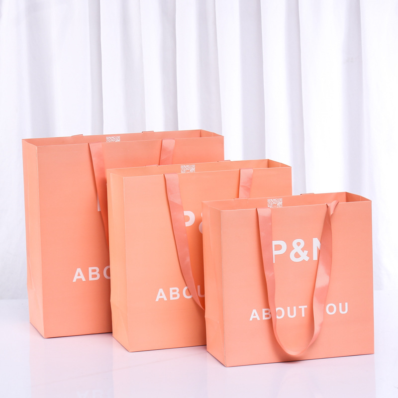 购物加印logo时尚手提白卡纸礼品袋子小清新饰品婚庆包装袋