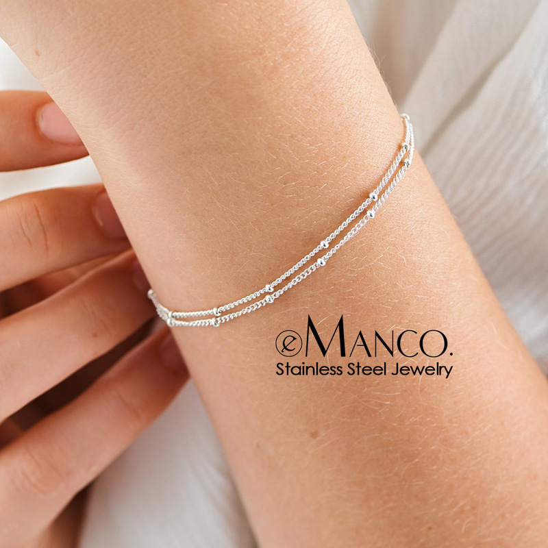 Emanco Simple Women's Bracelet Multi-Layer Ball Chain Bracelet Stainless Steel Gold-Plated Bracelet Hand Jewelry Wholesale Distribution