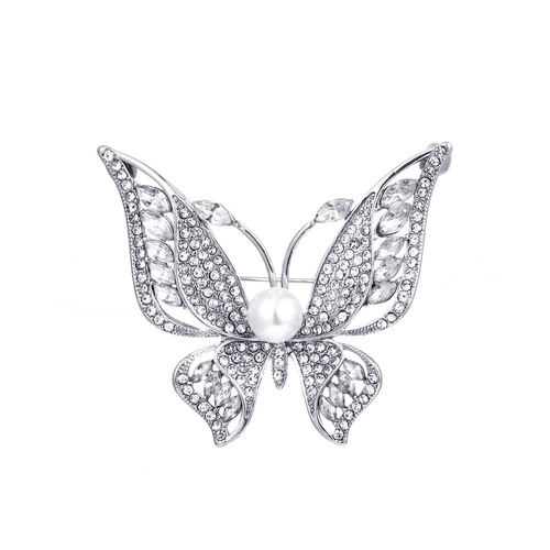 Korean fashion new diamond butterfly brooch high-end fresh alloy badge retro pin clothing accessories