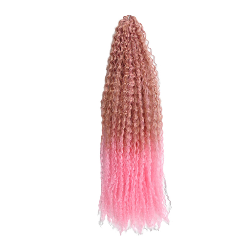 跨境巴西辫子高温丝化纤发钩针发crochet hair非洲辫子细波浪卷发|undefined