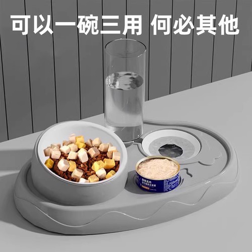Cross-border cat bowl, dog bowl, cat food bowl, cat food bowl, double bowl, automatic drinking water, slant mouth drinking water, integrated cat rice bowl, pet bowl