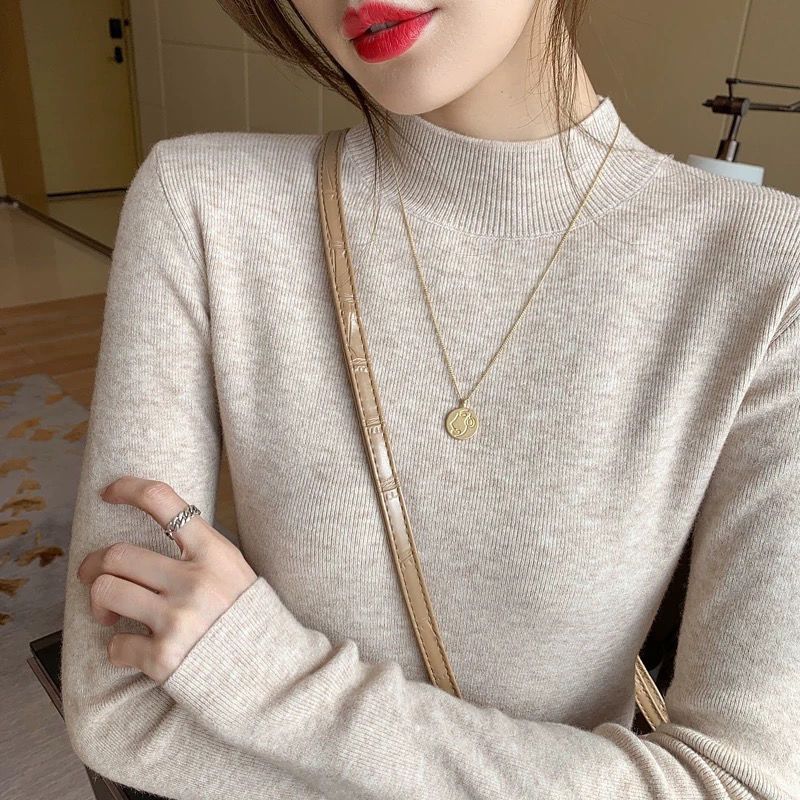 半高领毛衣女2025年新款内搭针织打底衫修身显瘦长袖百搭洋气上衣
