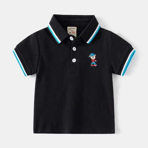  new boys' short-sleeved T-shirt Korean version embroidered children's short-sleeved T-shirt baby summer top trendy one-piece drop shipping