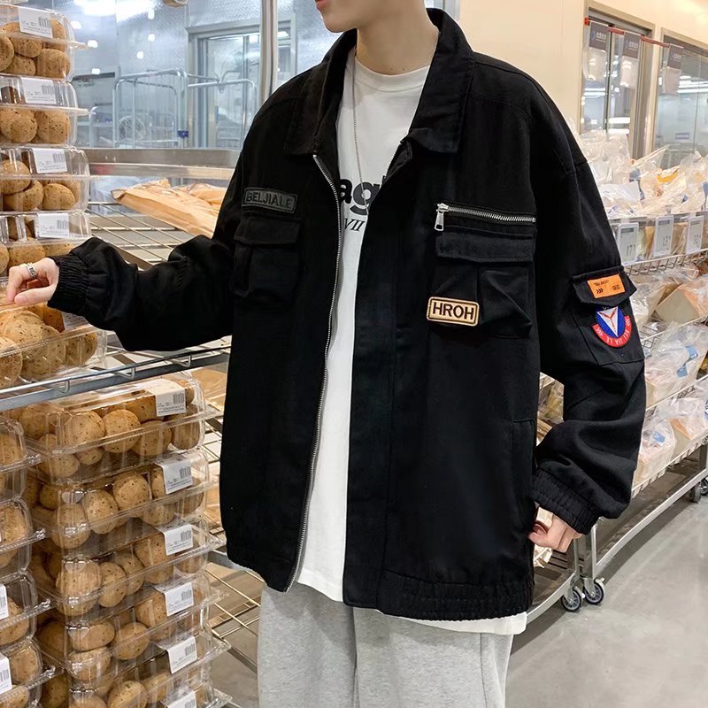 Chaqueta de herramientas de la marca de moda de Hong Kong para hombre 2024 de gran tamaño nueva chaqueta de piloto estilo coreano casual uniforme de béisbol de todo fósforo