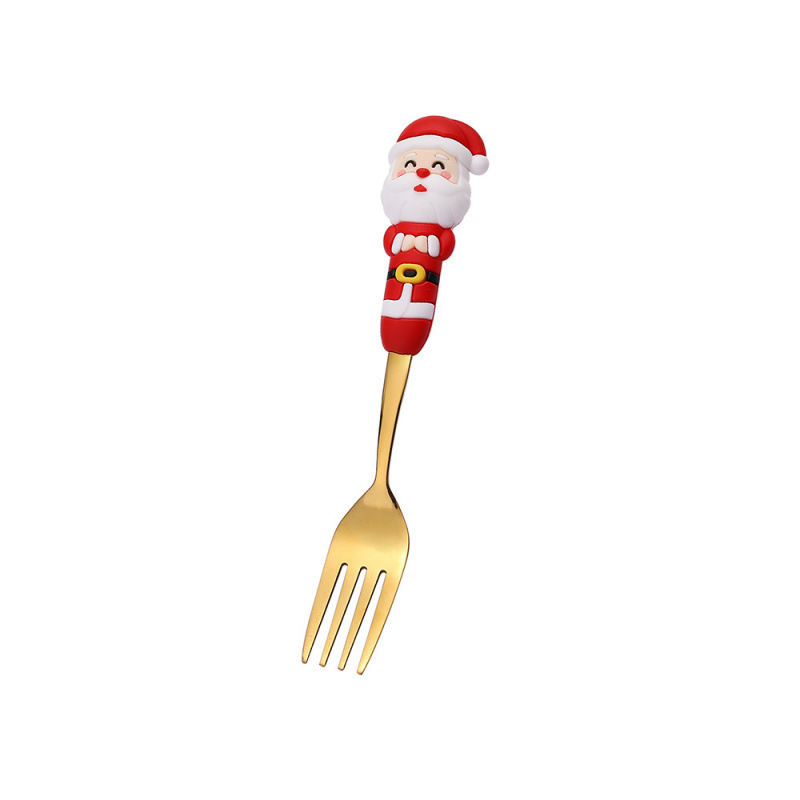 クロスボーダークリスマスカトラリーセットクリエイティブカトラリースプーンデザートスプーンフォーク漫画サンタスプーンフォークギフトボックス|undefined