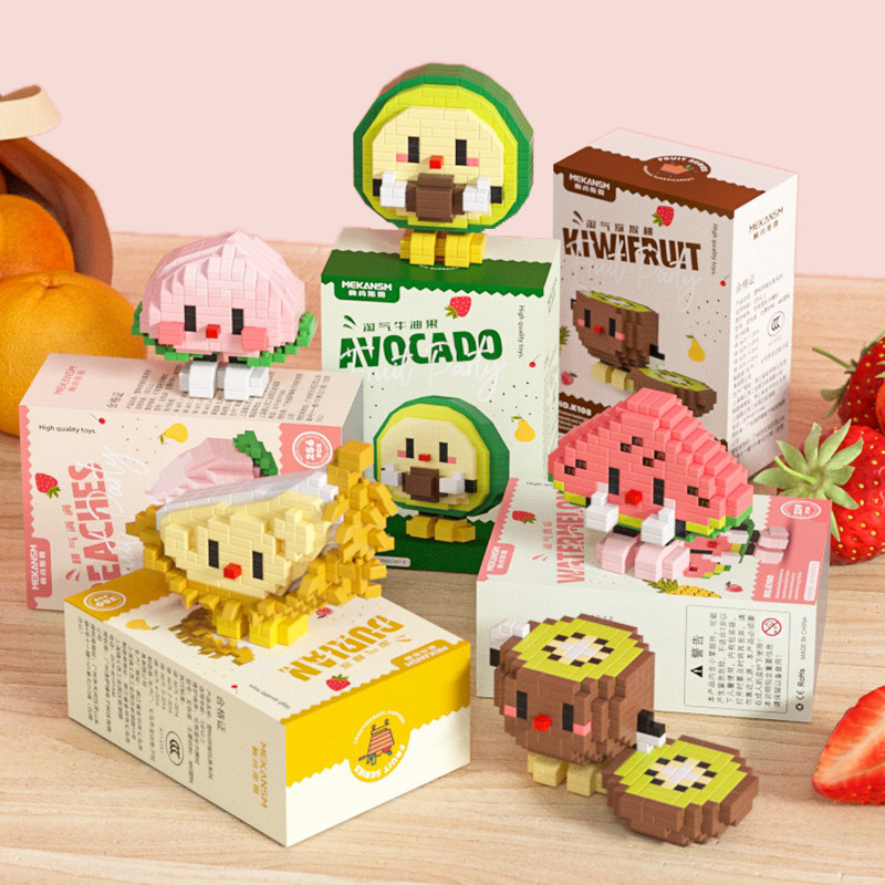 Compatible with LEGO small particle bricks Summer Fruit Party Avocado Watermelon Peaches Durian Assembly Toy