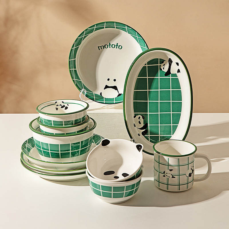 Modern Housewife Mototo Panda Tableware Bowl Household New Plate Kidsren's Bowl Personal Bowl Set