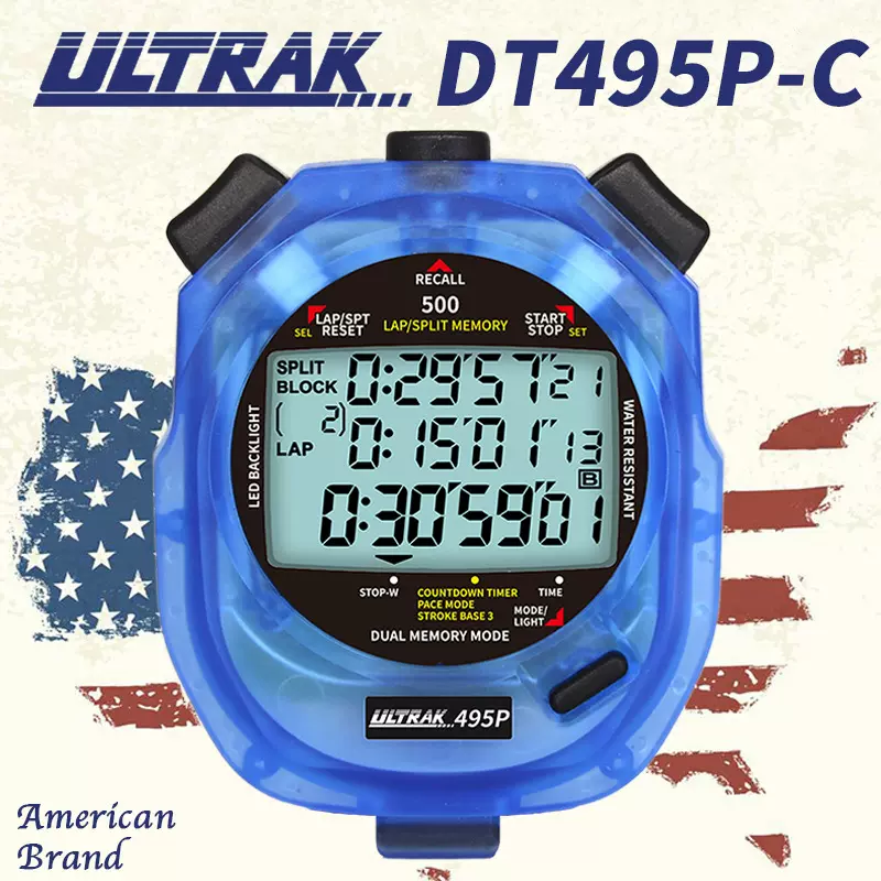 可定制-电子秒表DT495P定尔志ULTRAK奥赛克500道3排显示计时器田