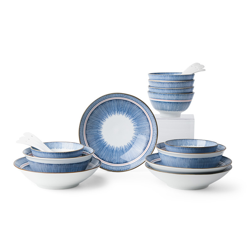 Juego de platos y cuencos de cerámica sencillos, platos para el hogar, cuencos, vajilla, regalos para inauguración de casa, regalos navideños, color bajo esmalte, nuevo estilo chino