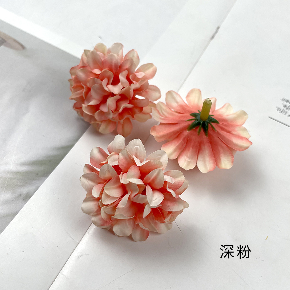 Simulación multicapa hortenida crisantemo cabeza DIY hecha a mano tocado material flor artificial decoración de la sala de bodas diseño de fondo de pared