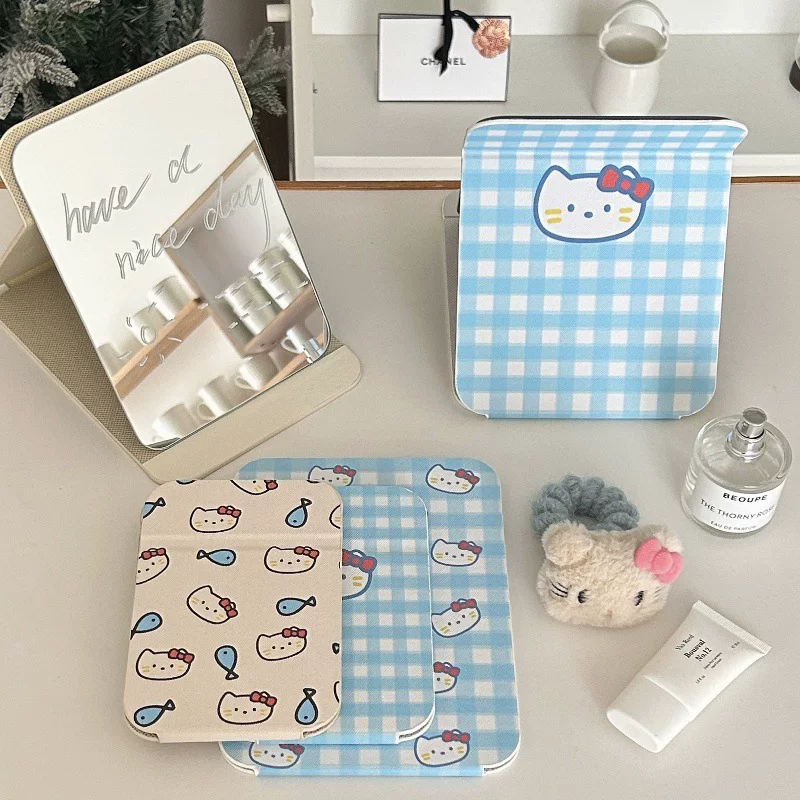 Cute folding high quality handheld table home mirror for students, cat