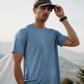 夏季可客制化logo图片男士速干运动短袖袖口反光标健身反光设计