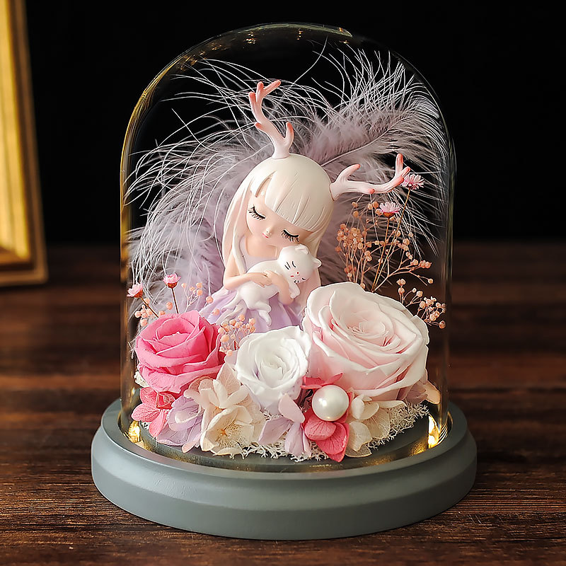 Christmas and Valentine's Day Gifts, Eternal Flowers, Real Flowers in Glass Dome, Finished Creative Ornaments, Birthday Gifts for Girlfriends, Confession Gifts
