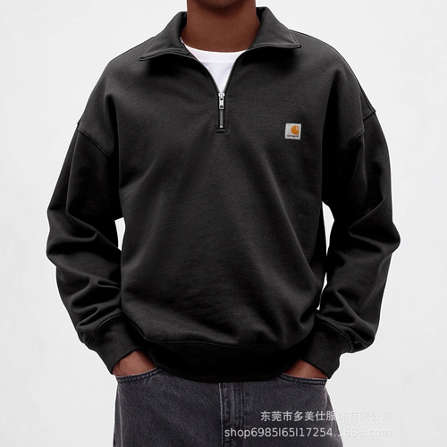 Men's New Autumn/Winter Fashionable Casual Hoodie with Lapel, Solid Color, Zipper, Long-Sleeved Sports Top for Men