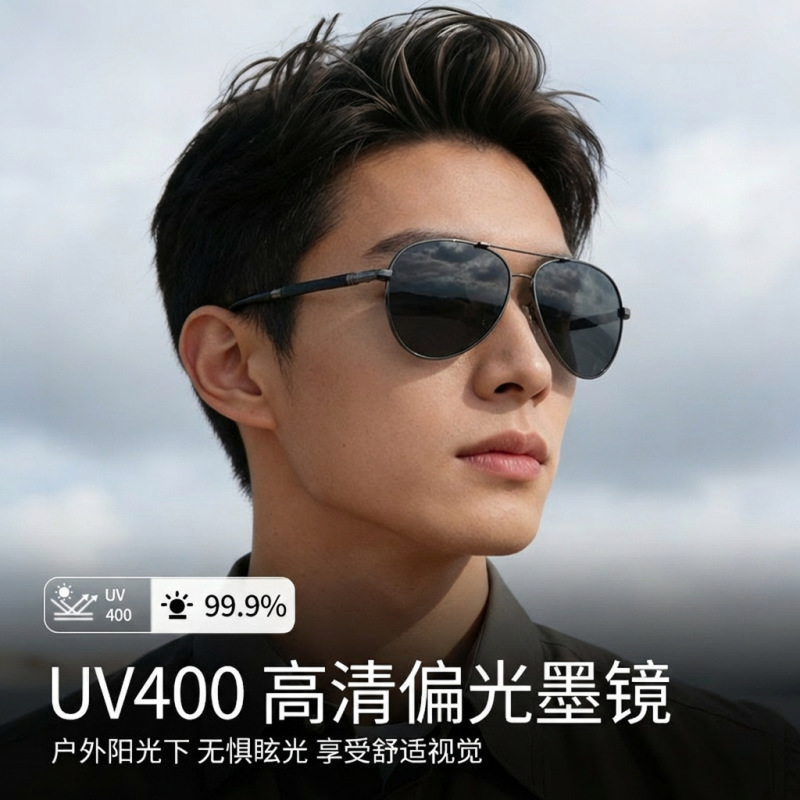 Pb8015Q Pilot Style Double Bridge Men's Polarized Sunglasses Outdoor Sun Protection Driving Uv Protection Sunglasses Wholesale