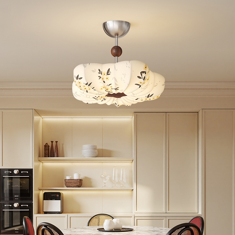 Estética de la dinastía Song, tela, lámpara de dormitorio, lámpara de techo de estilo antiguo, sala de estar, nueva lámpara de sala de estudio de estilo chino de alta gama floral