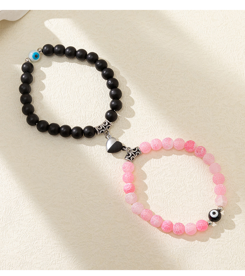 2 Piece Set Casual Round Glass Plating Couple Bracelets
