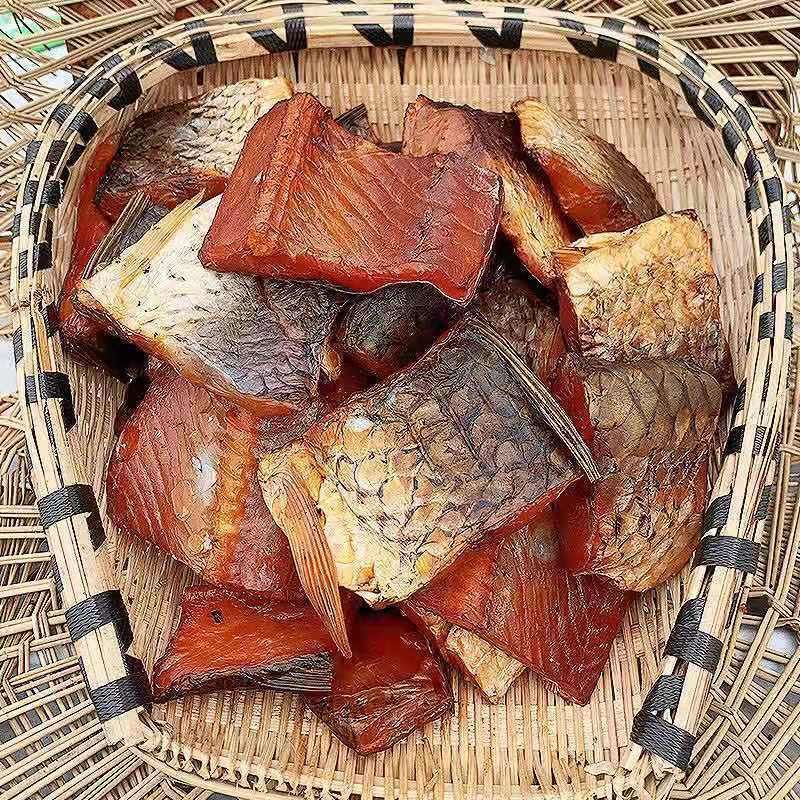 腊草鱼湖南柴火烟熏腊鱼腌制去头去尾大草鱼块腌鱼特色干货批发