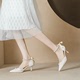 8188-5 French pointed toe stiletto high heels with pearl buckle on the line, fairy style bridesmaid style, dress style, and women's sandals