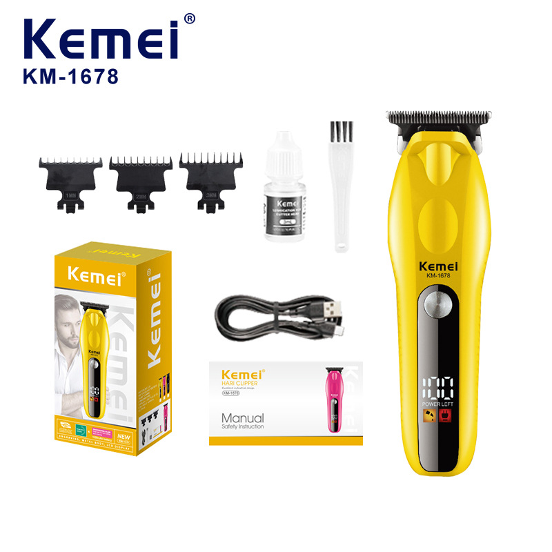 Corte de pelo de visualización digital KM - 1678 transfronterizo salón de peluquería profesional de corte de pelo eléctrico empujador eléctrico gran trabajo de corte de pelo eléctrico