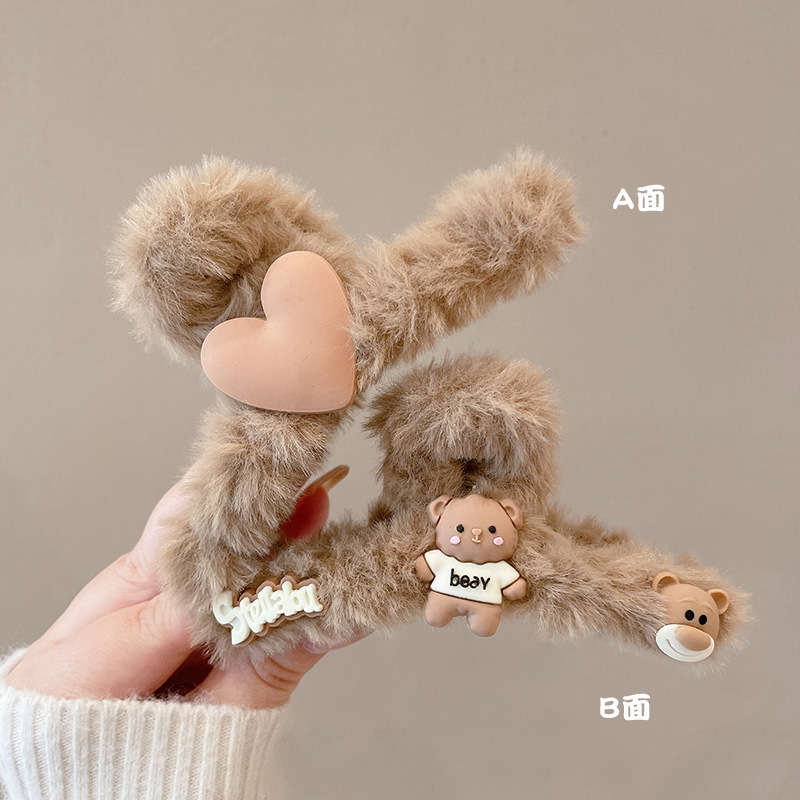 Estilo francés gran felpa clip de pelo de acrílico clip de tiburón Otoño e Invierno horquilla de alto grado versátil agarre del pelo updo tocado de pelo