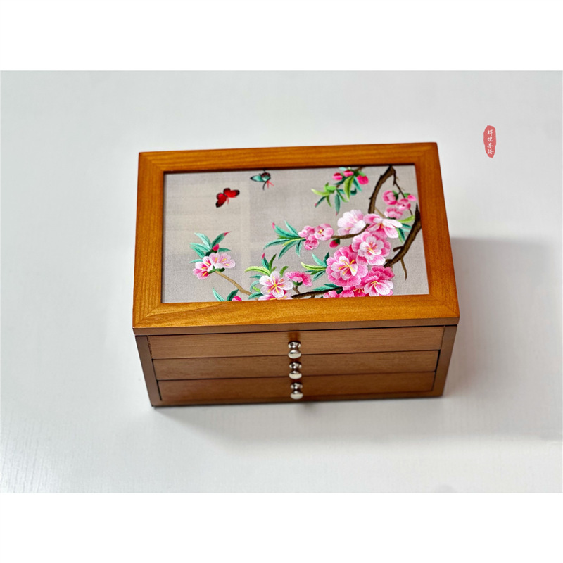 結婚プレゼントの首飾り箱手作り蘇刺繍両面刺繍木製三層ジュエリー収納箱洗練された誕生日に友人に贈る|undefined
