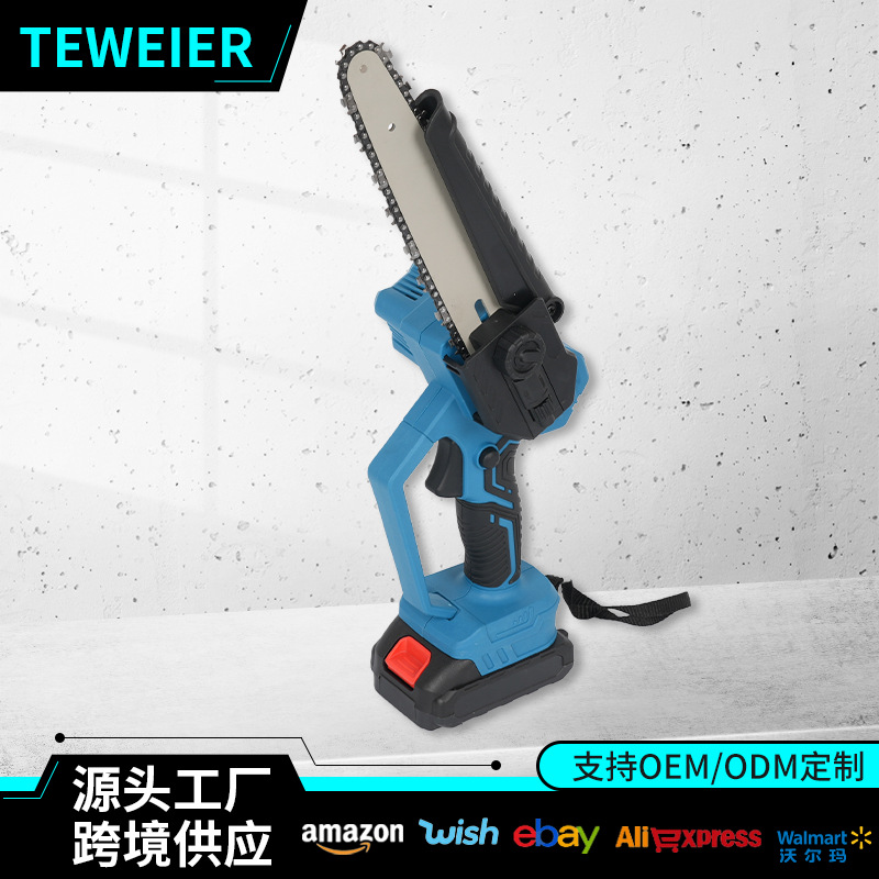 跨境家用多功能8寸无刷电链锯手持6寸修枝锯大功率园林伐木锂电锯