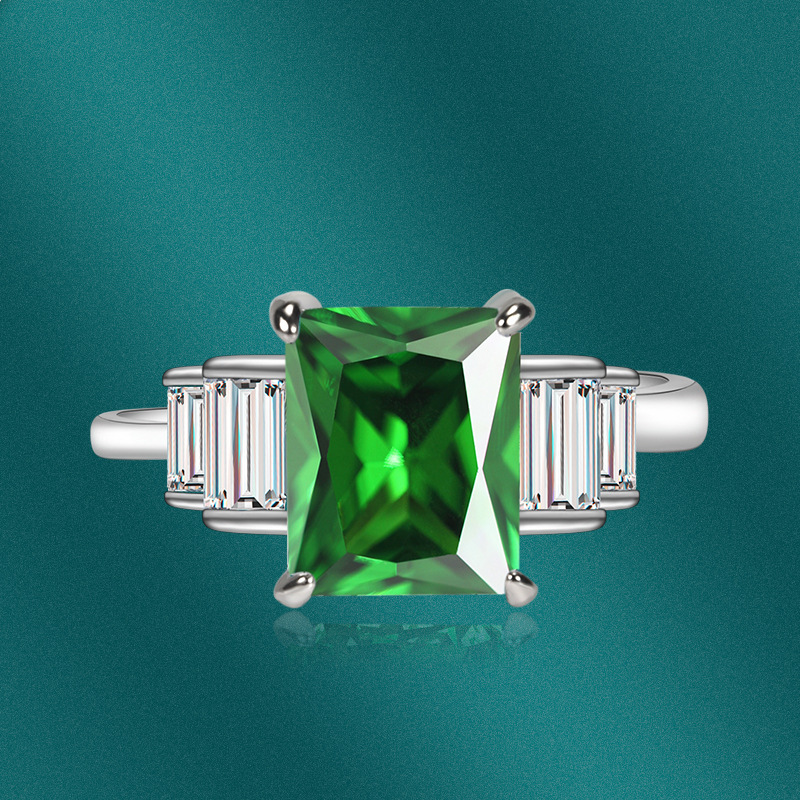 Kfashion Einfache Rosa Platz Diamant Ring Voll Strass Zirkon Kupfer Offenen Ring display picture 3