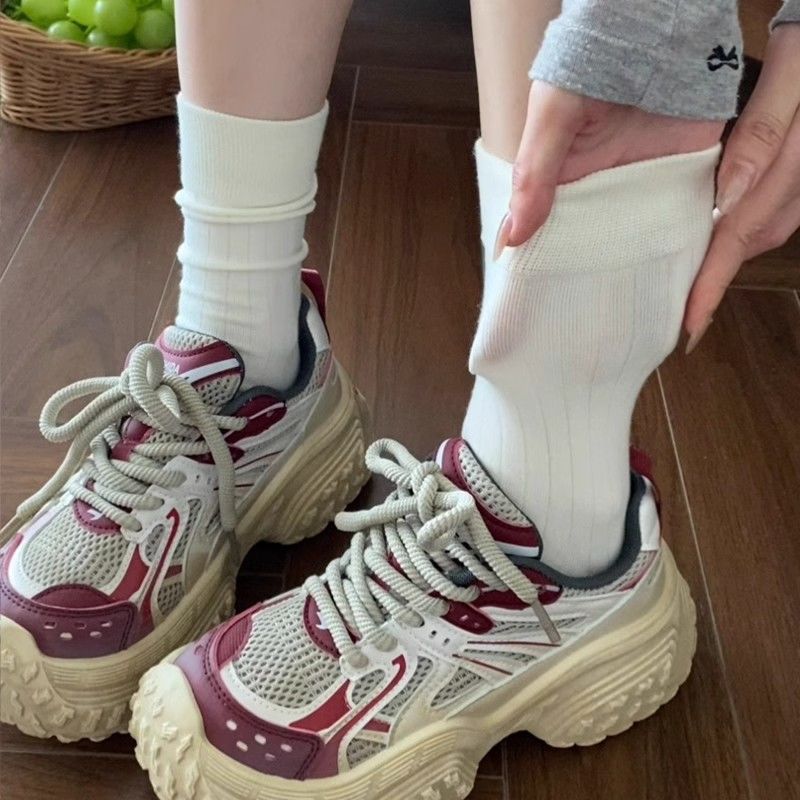 白色无骨袜子女棉袜夏季薄款中筒袜芭蕾风灰色配老爹鞋春秋堆堆袜|undefined