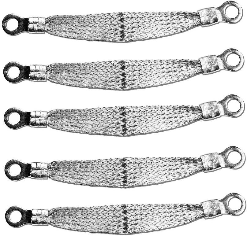 4" x 1\/2" Braided Ground Straps (1\/4" Ring to