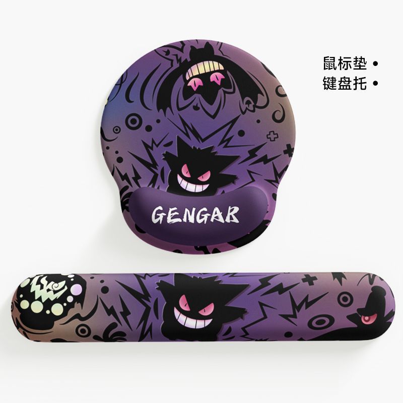 만화 Gengar 손목 마우스 패드 여성 손목 패드 미끄럼 방지 사무실 노트북 키보드 손 받침대