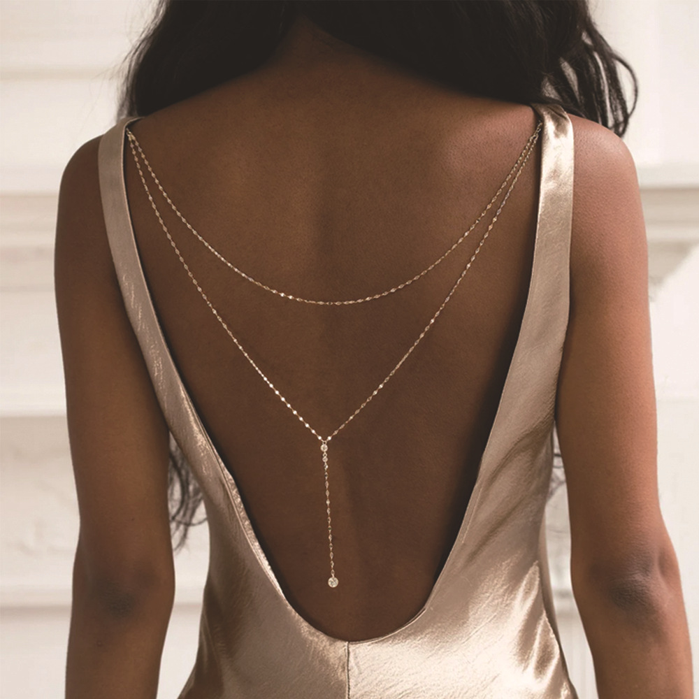 Europa y los Estados Unidos nuevo temperamento colgante de diamante cadena de cuerpo accesorios de vestido de novia personalidad de moda cadena de espalda