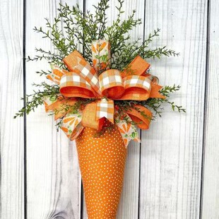Cross-border New Easter Bunny Carrot Wreath Living Room Wall Hanging Fabric