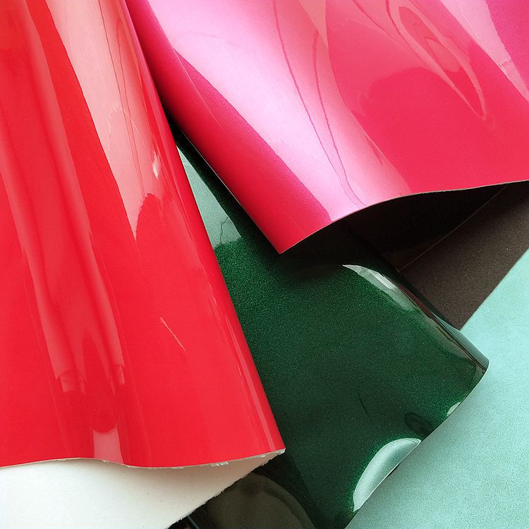 PU水晶漆皮面料镜面淋漆产品L6928仿棉绒布底珠光水晶亮面高光革