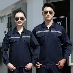 ชุดทำงานซ่อมรถยนต์สำหรับฤดูใบไม้ผลิและฤดูใบไม้ร่วง เสื้อผ้าสวมใส่ในเวิร์กช็อป ทนต่อการสึกหรอ พร้อมแถบสะท้อนแสง สำหรับช่างเครื่องมือ ชุดเสื้อผ้าโรงงาน สำหรับไซต์งาน