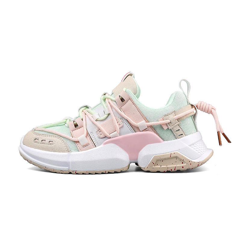 Корея стиль платформенные спортивные туфли в 2 цветовых вариантах: Cherry Blossom Powder Green & Gray Apricot, EU 36–41